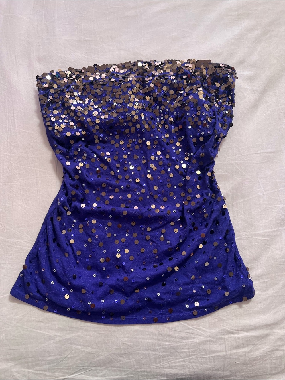 Y2K Express Fairy Purple Sequin Strapless Tube Top